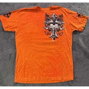 Archaic Affliction Lustrous Wings Skull Biker MMA Goth Punk Tshirt Mens Size 3XL